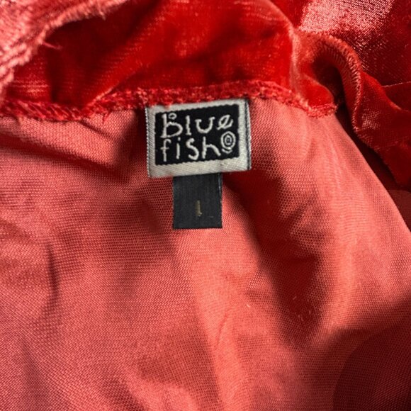 Blue Fish Womens Velvet Tunic Top & Maxi Skirt Set Size 1 Red Art to Wear - Picture 6 of 16